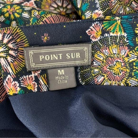 Point Sur Abstract Floral Wrap Top Size M Artsy Kimono Tie - Picture 16 of 16